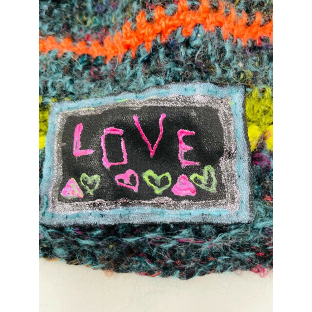 Unbranded Teal Green Yellow Wool Winter Hat Cap